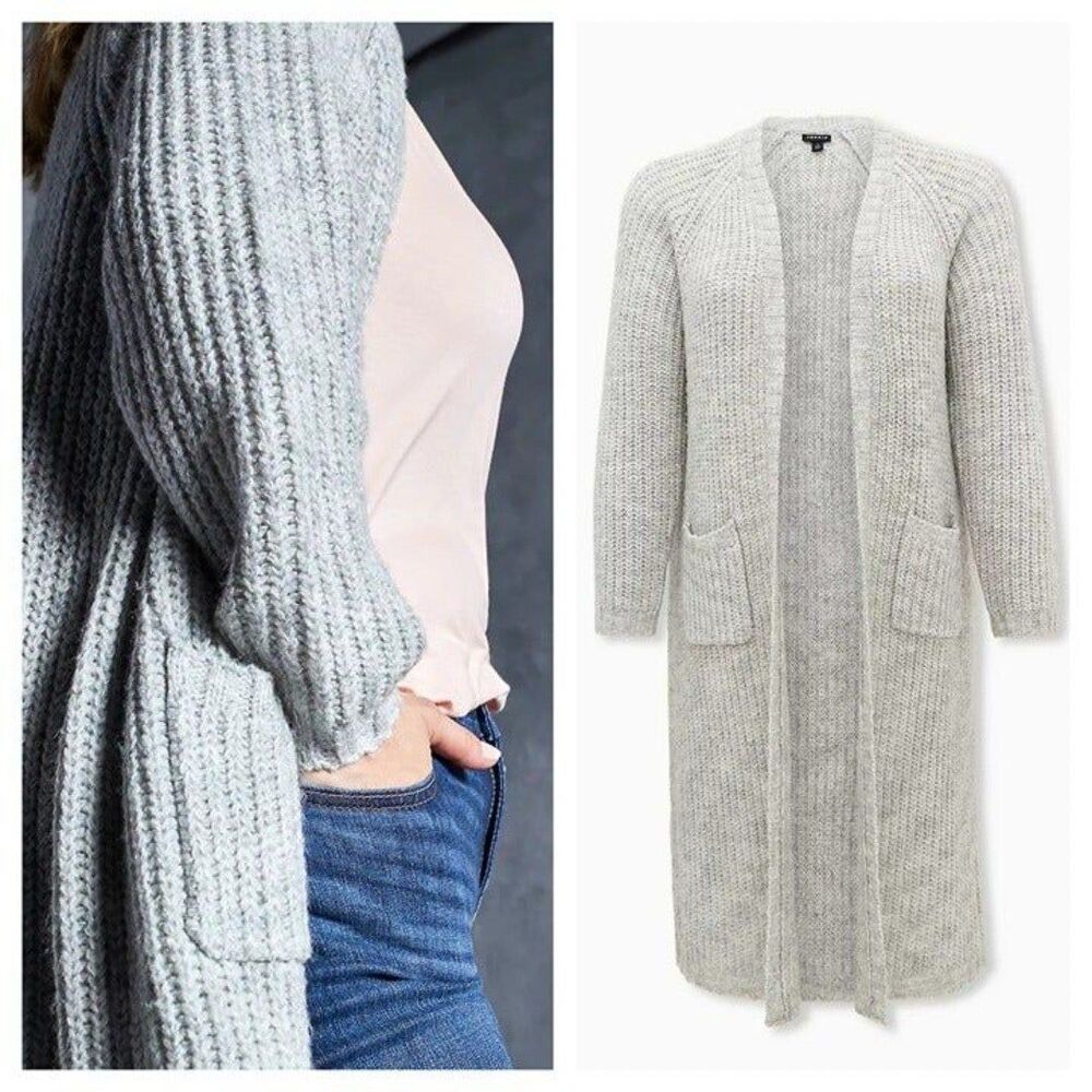Torrid Light Grey Open Front Duster Cardigan